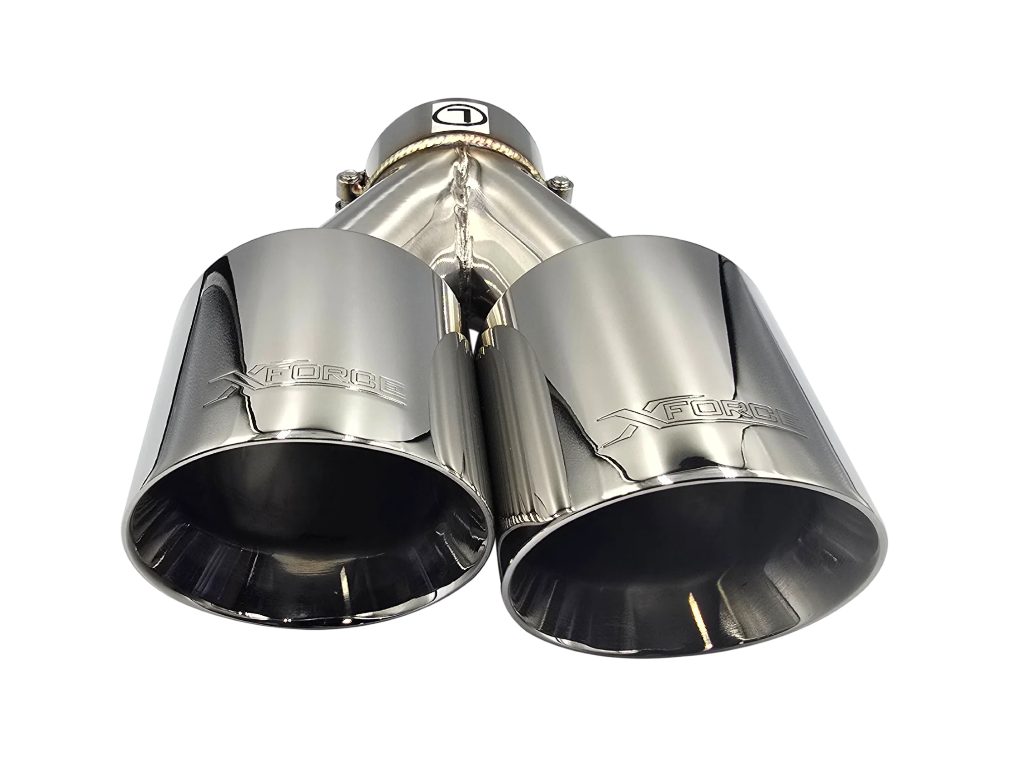 Twin 4Inch Round Angle Cut Tip with 3" Inlet for Left Hand Side