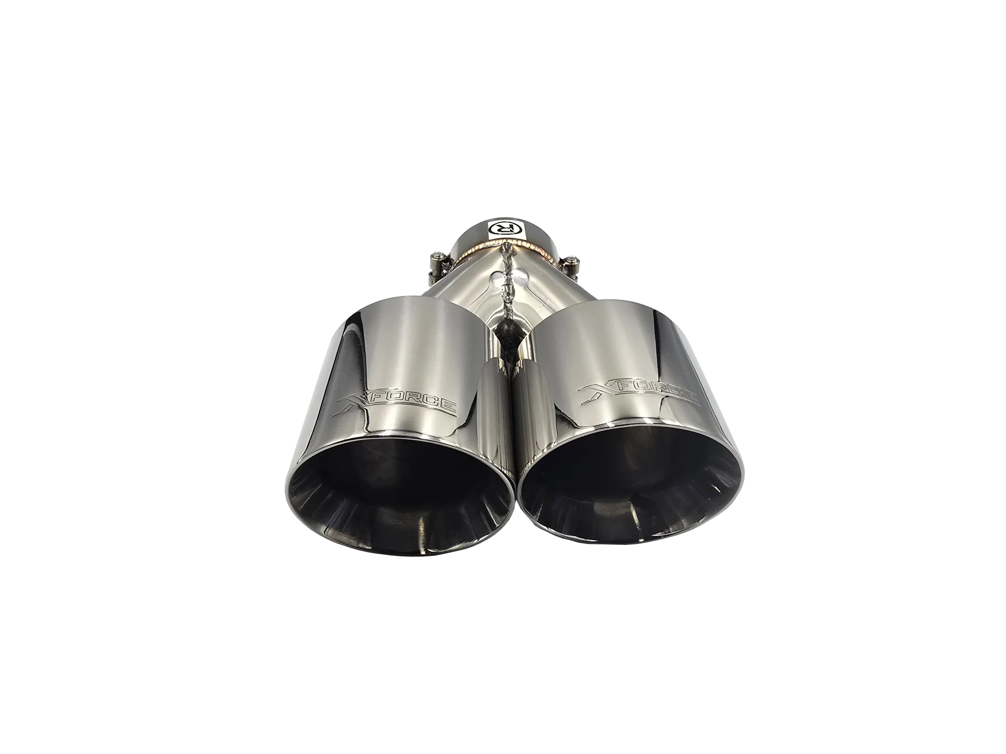 Twin 4Inch Round Angle Cut Tip with 2.5" Inlet for Right Hand Side