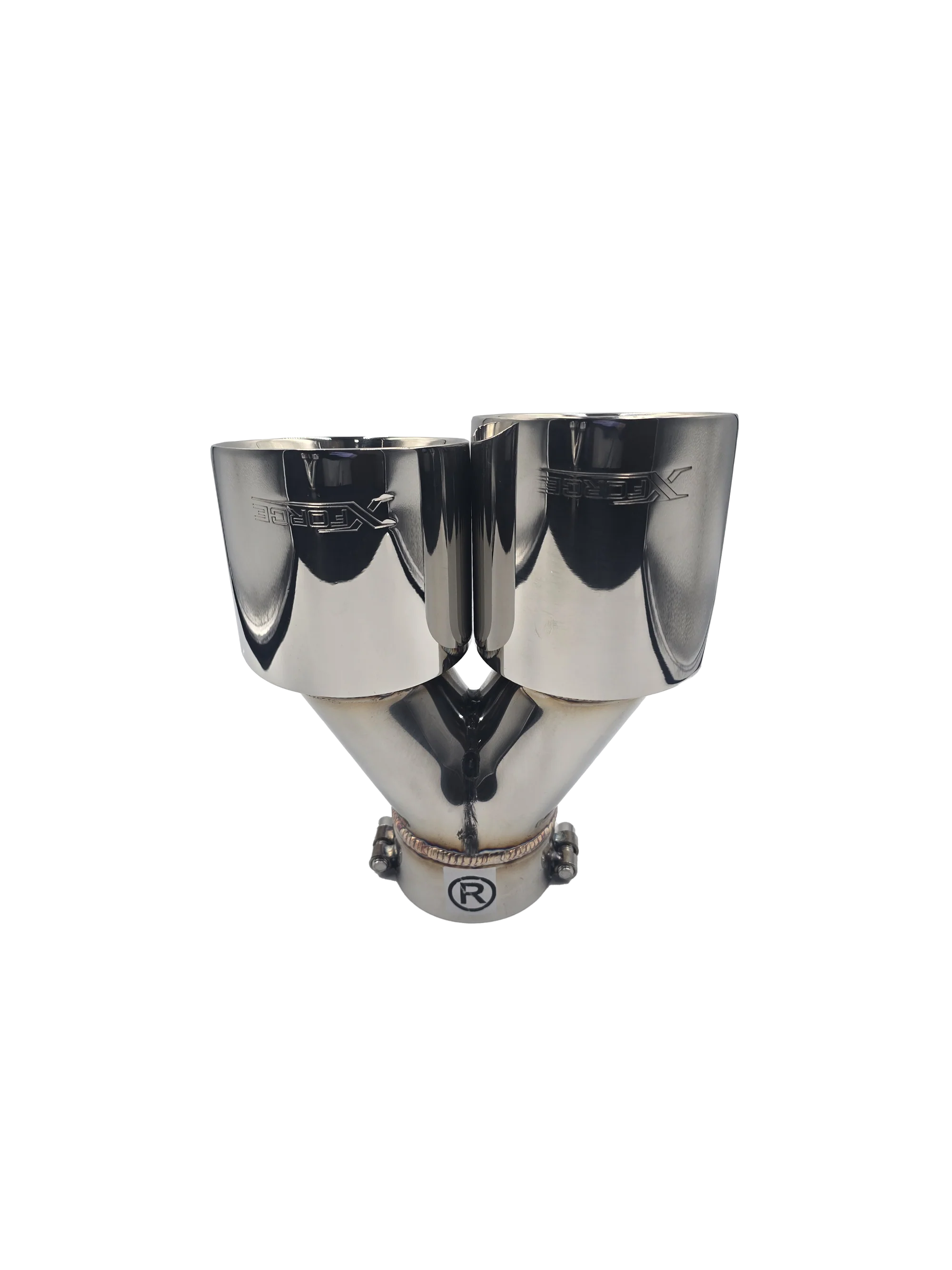Twin 4Inch Round Angle Cut Tip with 2.5" Inlet for Right Hand Side - Image 2