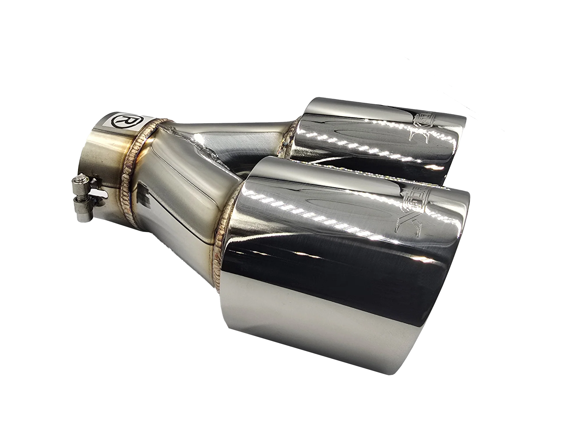 Twin 4Inch Round Angle Cut Tip with 2.5" Inlet for Right Hand Side - Image 3