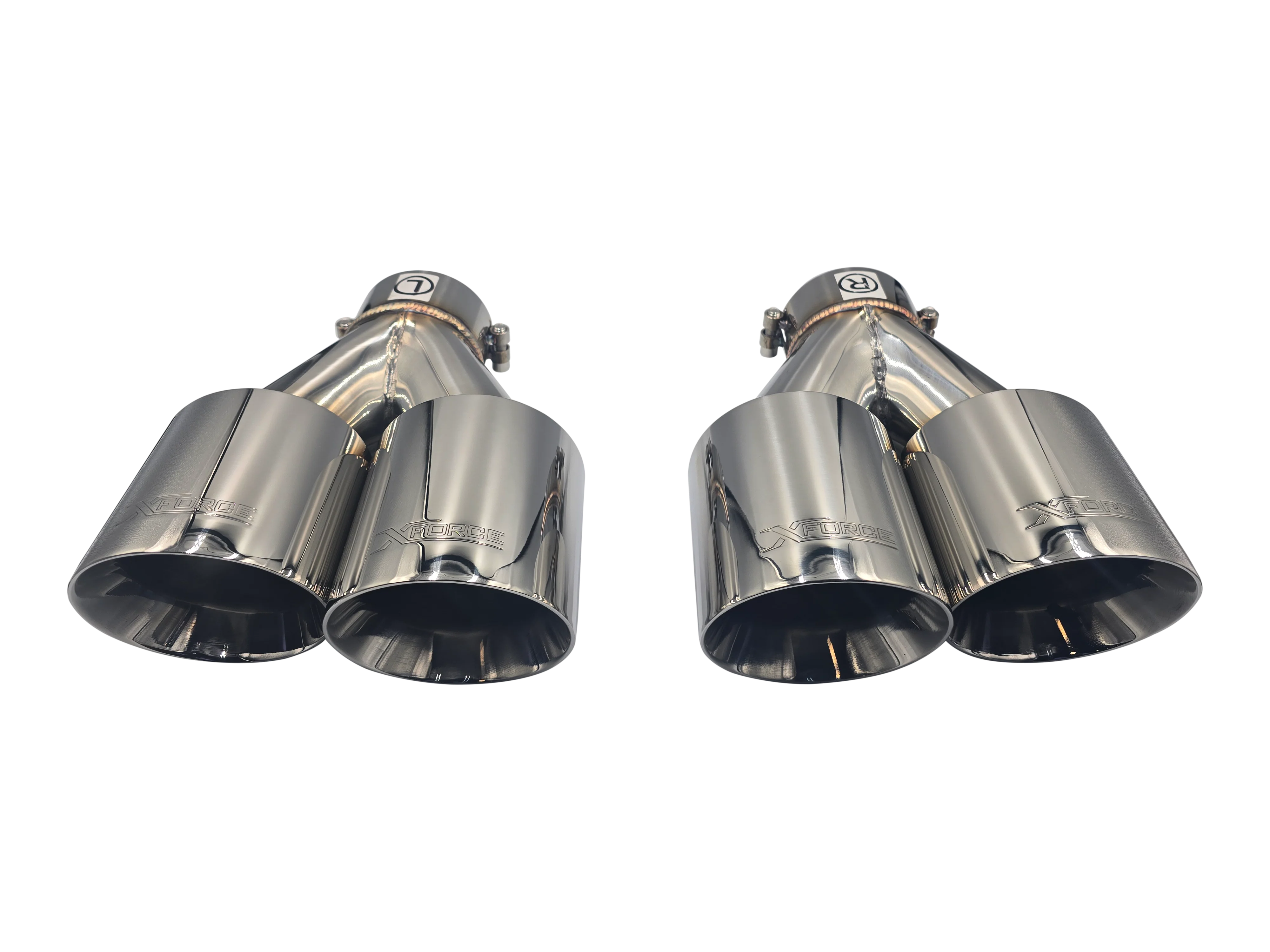 Twin 4Inch Round Angle Cut Tip with 3" Inlet