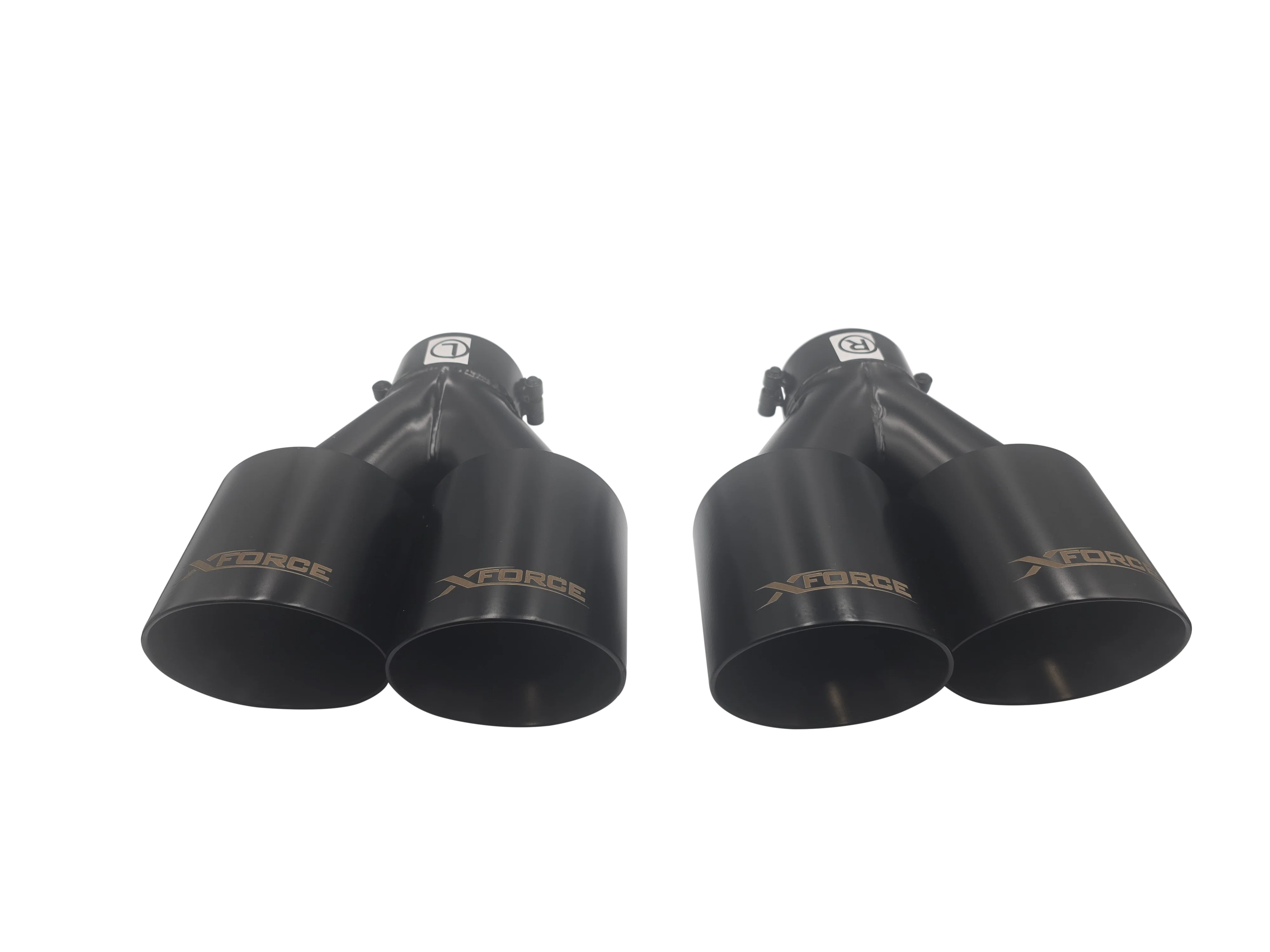 Twin 4Inch Round Black Angle Cut Tip with 3" Inlet - Image 3