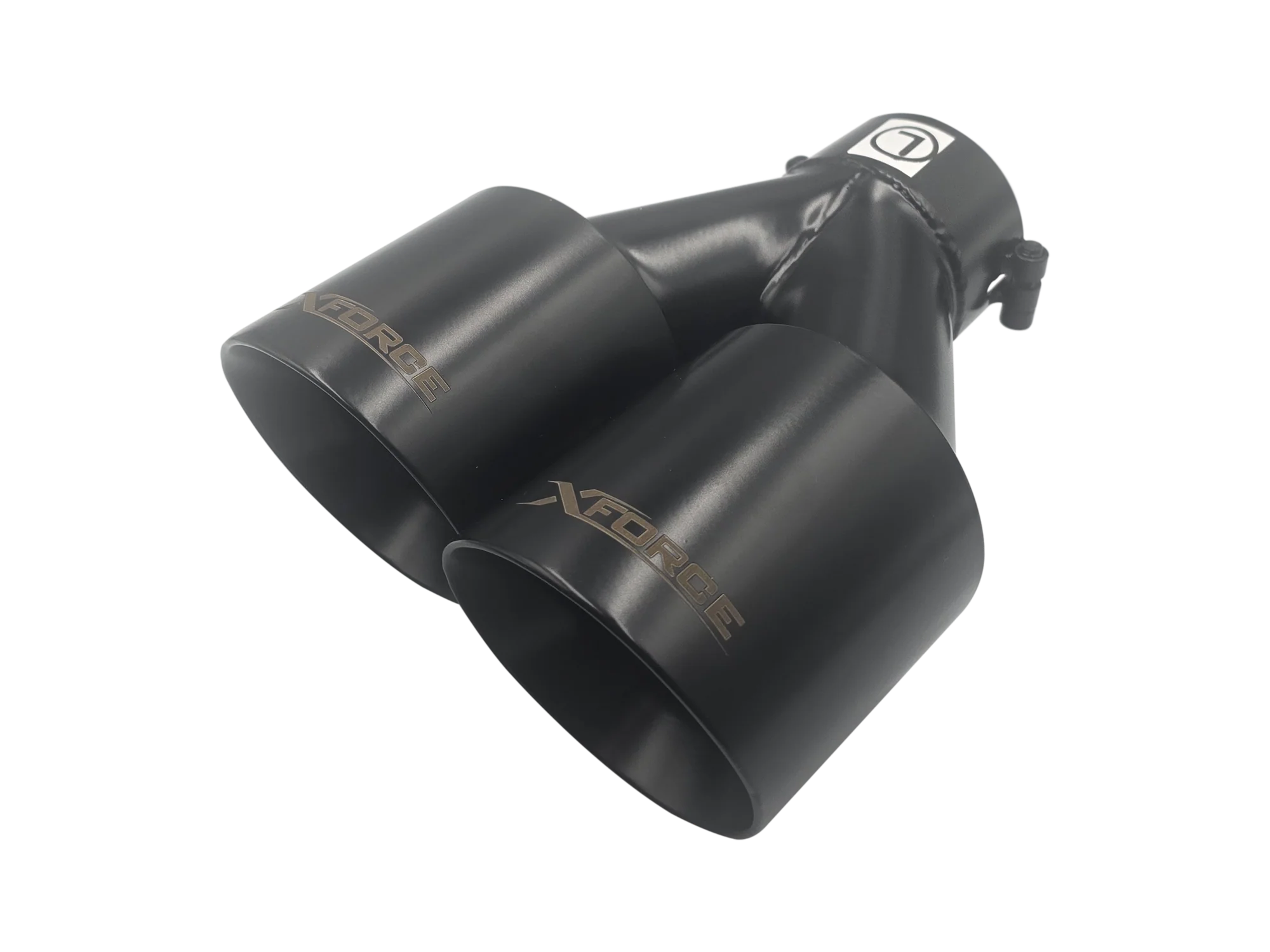 Twin 4Inch Round Matte Black Angle Cut Tip with 3" Inlet for Left Hand Side - Image 2