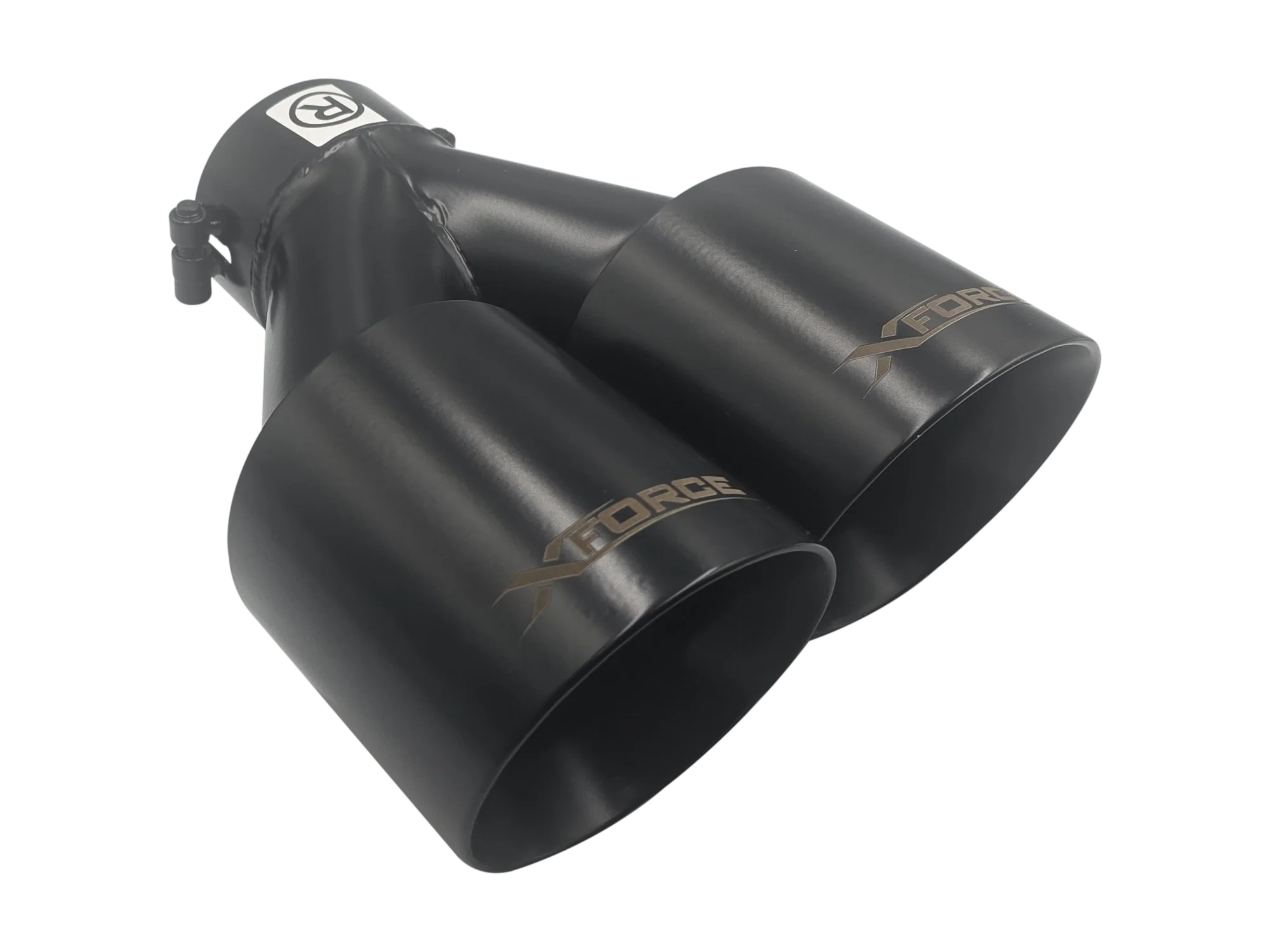 Twin 4Inch Round Matte Black Angle Cut Tip with 3" Inlet for Right Hand Side - Image 2