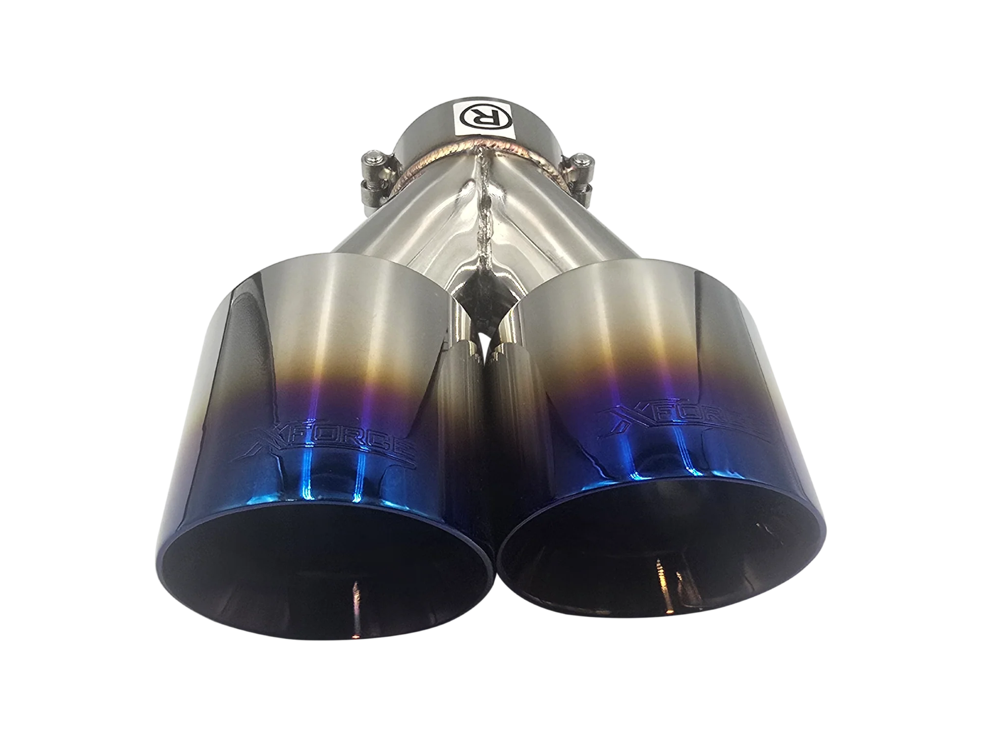 Twin Blue 4Inch Round Angle Cut Tip with 3" Inlet for Left Hand Side