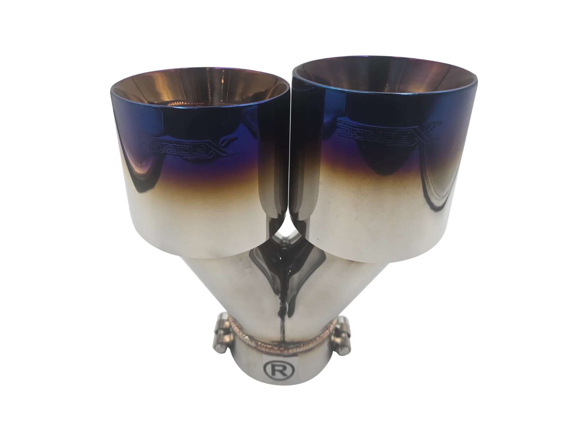 Twin Blue 4Inch Round Angle Cut Tip with 3" Inlet for Left Hand Side - Image 4